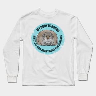 Round Pallas Cat Ice Blue Long Sleeve T-Shirt